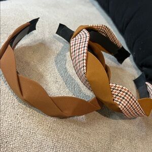 Brown and Houndstooth Headband Set